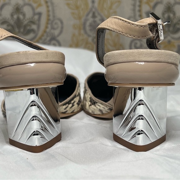 Sam Edelman Snakeskin Slingback Low Metallic Heel Pumps - Size 7 - Picture 3 of 7